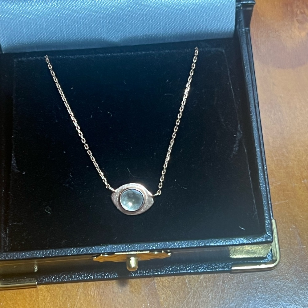 Designer Like Catbird Milka 14K ROSE GOLD Grey faceted Diamond Slice Necklace